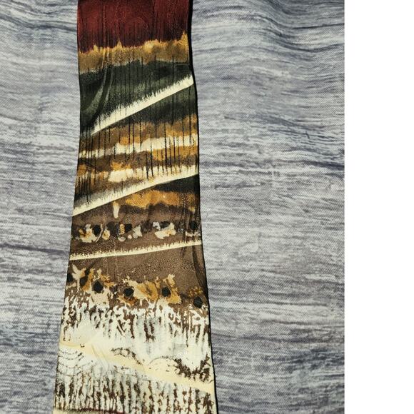 Donberry & Keats Multicolor Woodsy Made in USA 100% Silk Neck Tie - Picture 4 of 9